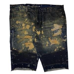 NEW EMBELLISH men's distressed denim short in dark wash